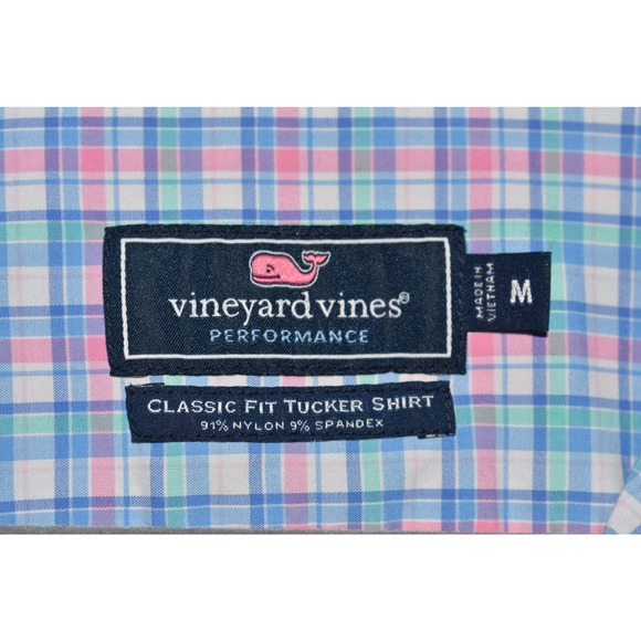 VINEYARD VINES $115 Classic Fit Plaid Performance‎ Tucker Shirt Blue/Pink Medium - Picture 5 of 5